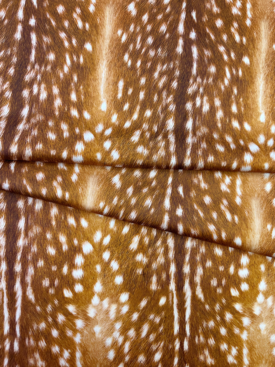 Ткань Хлопок  рыжего цвета с анималистическим принтом олененок Бэмби 14482 1